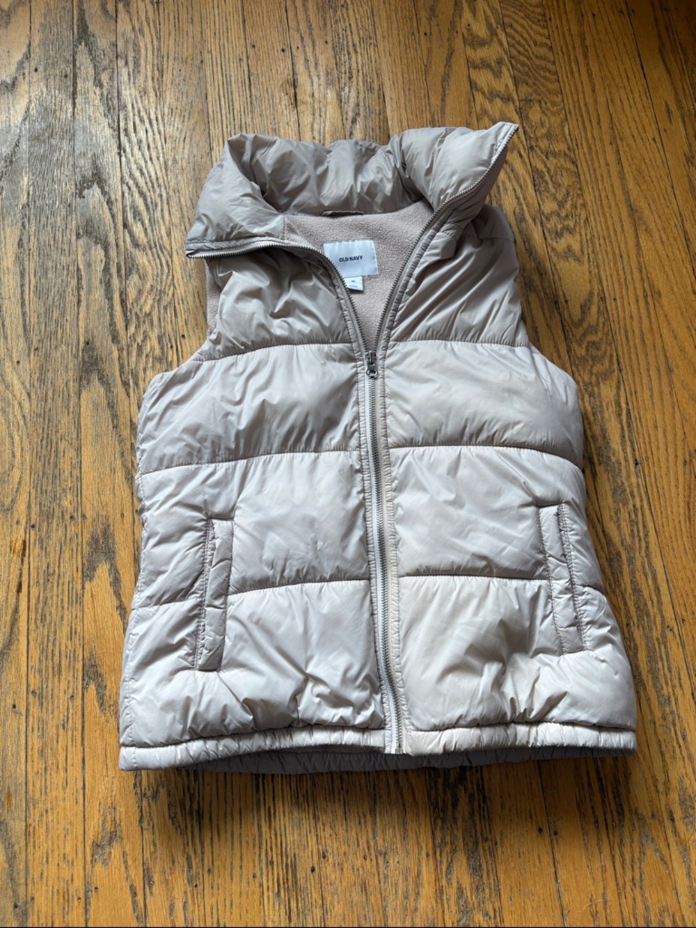 Old Navy Light Taupe Quilted Puffer Vest